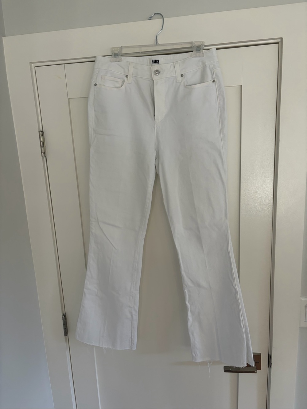 PAIGE White Flare Crop Jeans